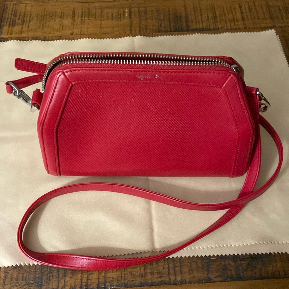 Agnes B red leather crossbody